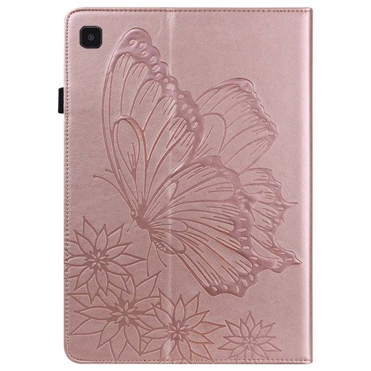 For Samsung Galaxy Tab S5e T720/T725 Big Butterfly Embossed Leather Tablet Case(Rose Gold) by buy2fix