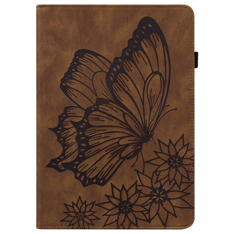 For Samsung Galaxy Tab S5e T720/T725 Big Butterfly Embossed Leather Tablet Case(Brown) by buy2fix