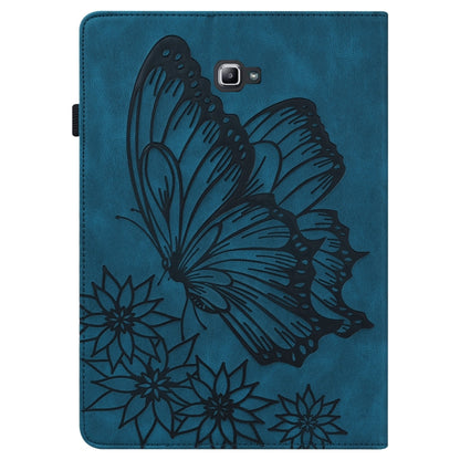 For Samsung Galaxy Tab A 10.1 2016 T580/T585 Big Butterfly Embossed Leather Tablet Case(Blue) by buy2fix