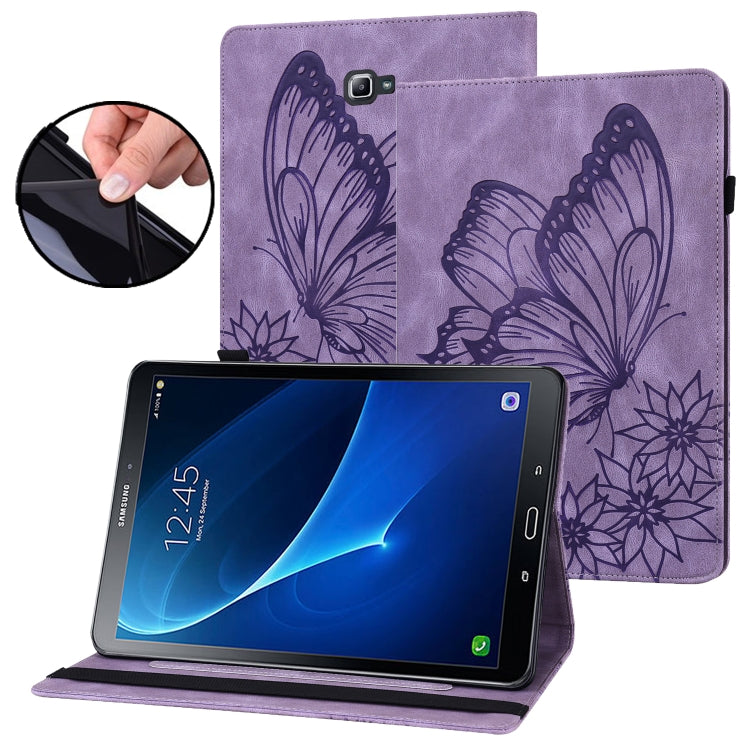 For Samsung Galaxy Tab A 10.1 2016 T580/T585 Big Butterfly Embossed Leather Tablet Case(Purple) by buy2fix