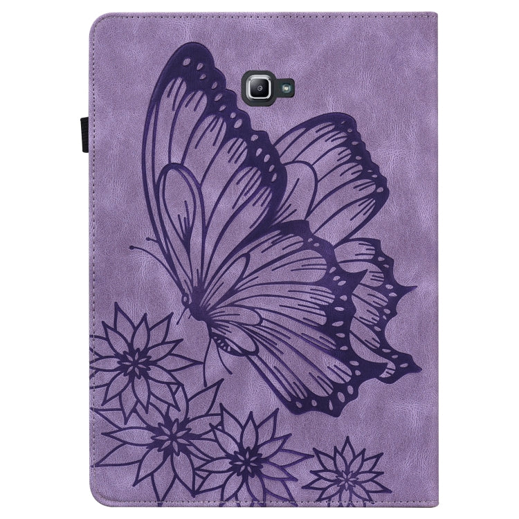 For Samsung Galaxy Tab A 10.1 2016 T580/T585 Big Butterfly Embossed Leather Tablet Case(Purple) by buy2fix