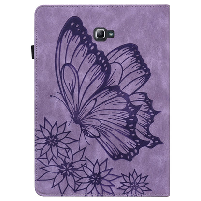 For Samsung Galaxy Tab A 10.1 2016 T580/T585 Big Butterfly Embossed Leather Tablet Case(Purple) by buy2fix