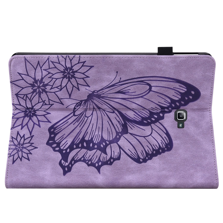 For Samsung Galaxy Tab A 10.1 2016 T580/T585 Big Butterfly Embossed Leather Tablet Case(Purple) by buy2fix