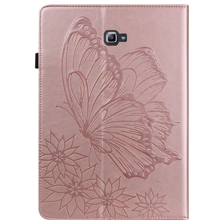 For Samsung Galaxy Tab A 10.1 2016 T580/T585 Big Butterfly Embossed Leather Tablet Case(Rose Gold) by buy2fix