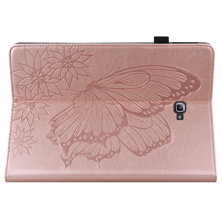 For Samsung Galaxy Tab A 10.1 2016 T580/T585 Big Butterfly Embossed Leather Tablet Case(Rose Gold) by buy2fix