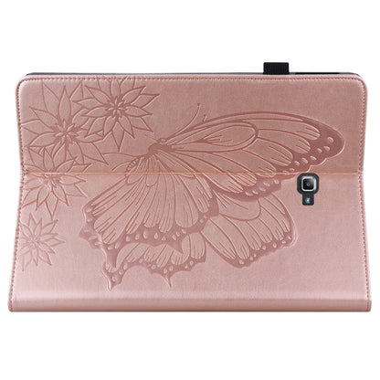 For Samsung Galaxy Tab A 10.1 2016 T580/T585 Big Butterfly Embossed Leather Tablet Case(Rose Gold) by buy2fix