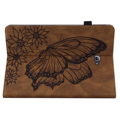 For Samsung Galaxy Tab A 10.1 2016 T580/T585 Big Butterfly Embossed Leather Tablet Case(Brown) - Tab A 10.1 by buy2fix | Online Shopping UK | buy2fix