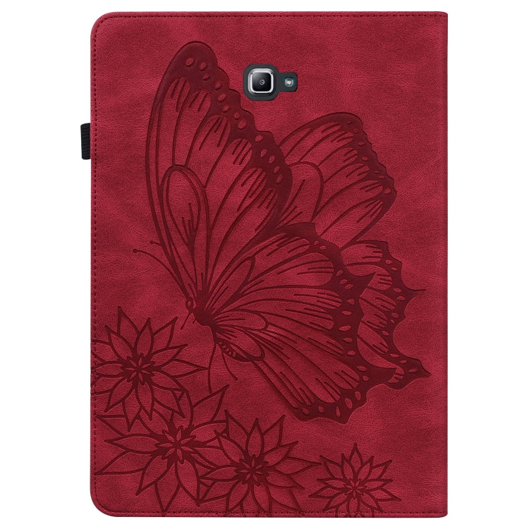 For Samsung Galaxy Tab A 10.1 2016 T580/T585 Big Butterfly Embossed Leather Tablet Case(Red) by buy2fix