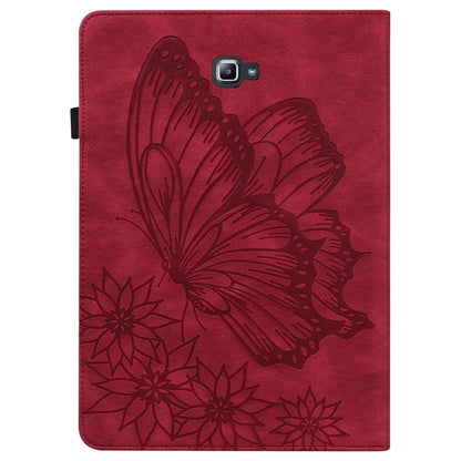 For Samsung Galaxy Tab A 10.1 2016 T580/T585 Big Butterfly Embossed Leather Tablet Case(Red) by buy2fix