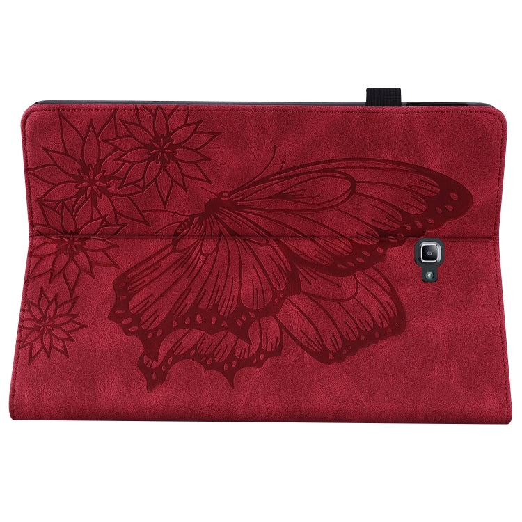 For Samsung Galaxy Tab A 10.1 2016 T580/T585 Big Butterfly Embossed Leather Tablet Case(Red) by buy2fix