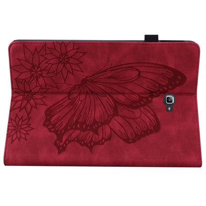 For Samsung Galaxy Tab A 10.1 2016 T580/T585 Big Butterfly Embossed Leather Tablet Case(Red) by buy2fix