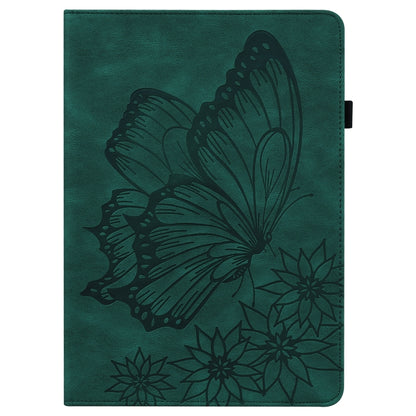 For Samsung Galaxy Tab A7 T500 Big Butterfly Embossed Leather Tablet Case(Green) by buy2fix