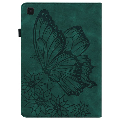 For Samsung Galaxy Tab A7 T500 Big Butterfly Embossed Leather Tablet Case(Green) by buy2fix