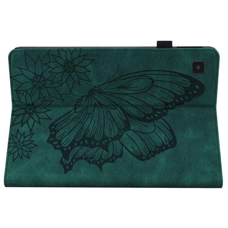 For Samsung Galaxy Tab A7 T500 Big Butterfly Embossed Leather Tablet Case(Green) by buy2fix