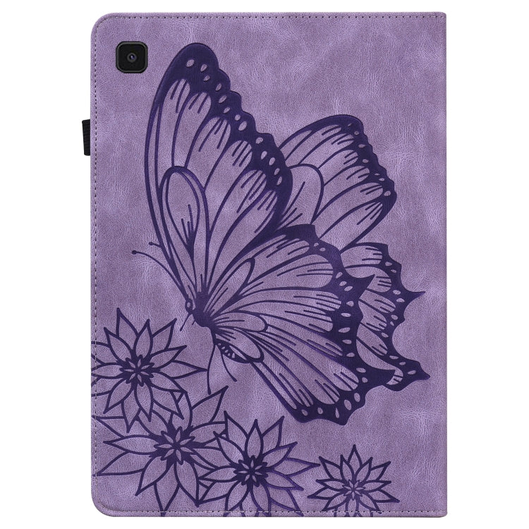 For Samsung Galaxy Tab A7 T500 Big Butterfly Embossed Leather Tablet Case(Purple) by buy2fix