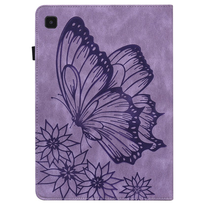 For Samsung Galaxy Tab A7 T500 Big Butterfly Embossed Leather Tablet Case(Purple) by buy2fix