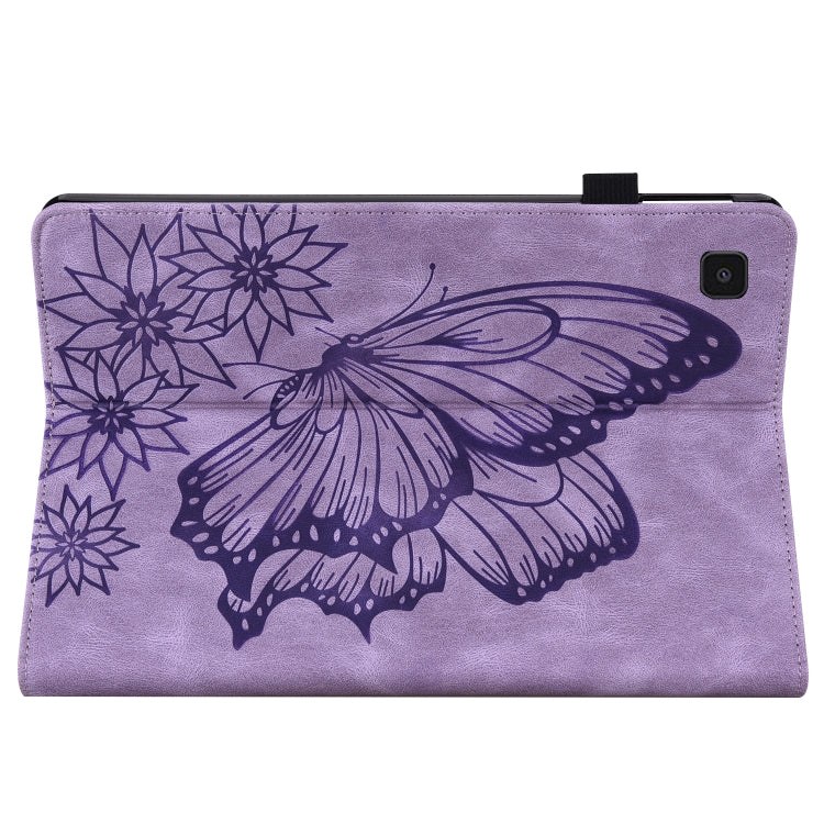 For Samsung Galaxy Tab A7 T500 Big Butterfly Embossed Leather Tablet Case(Purple) by buy2fix
