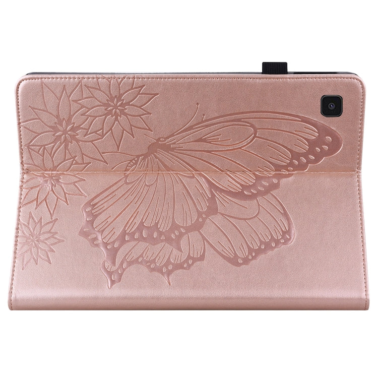 For Samsung Galaxy Tab A7 T500 Big Butterfly Embossed Leather Tablet Case(Rose Gold) by buy2fix