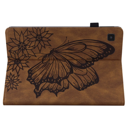 For Samsung Galaxy Tab A7 T500 Big Butterfly Embossed Leather Tablet Case(Brown) by buy2fix