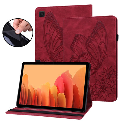 For Samsung Galaxy Tab A7 T500 Big Butterfly Embossed Leather Tablet Case(Red) by buy2fix