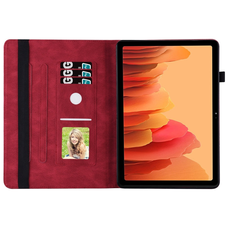 For Samsung Galaxy Tab A7 T500 Big Butterfly Embossed Leather Tablet Case(Red) by buy2fix