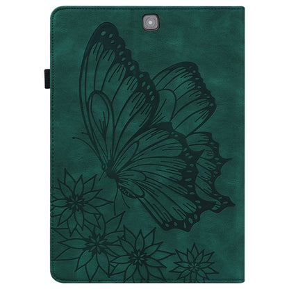 For Samsung Galaxy Tab S2 9.7 T810/T815 Big Butterfly Embossed Leather Tablet Case(Green) by buy2fix