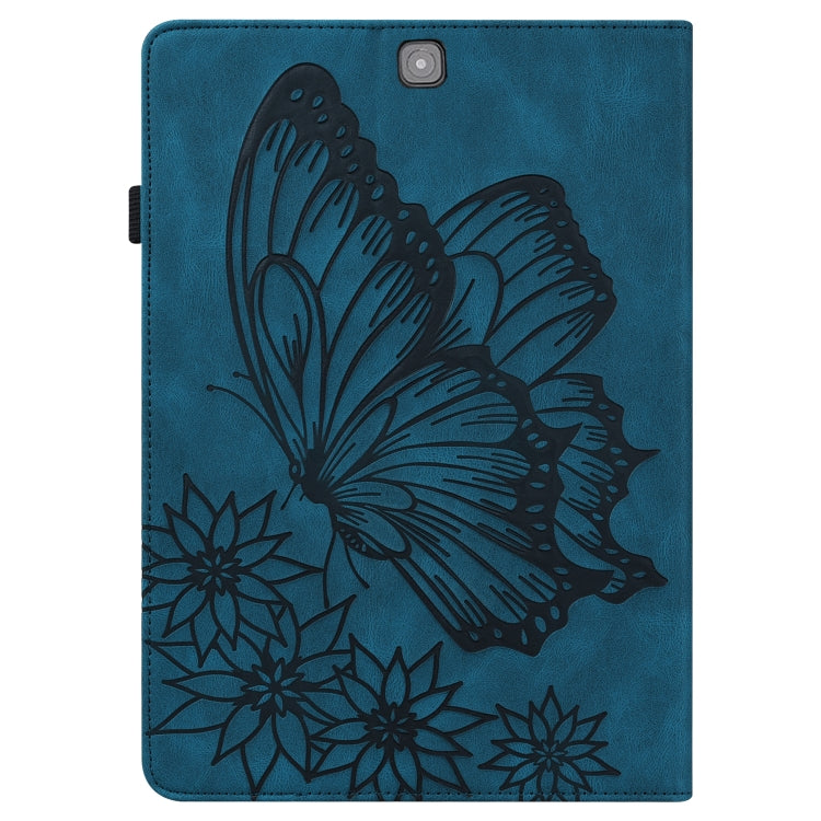 For Samsung Galaxy Tab S2 9.7 T810/T815 Big Butterfly Embossed Leather Tablet Case(Blue) by buy2fix