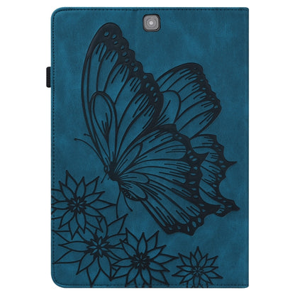For Samsung Galaxy Tab S2 9.7 T810/T815 Big Butterfly Embossed Leather Tablet Case(Blue) by buy2fix