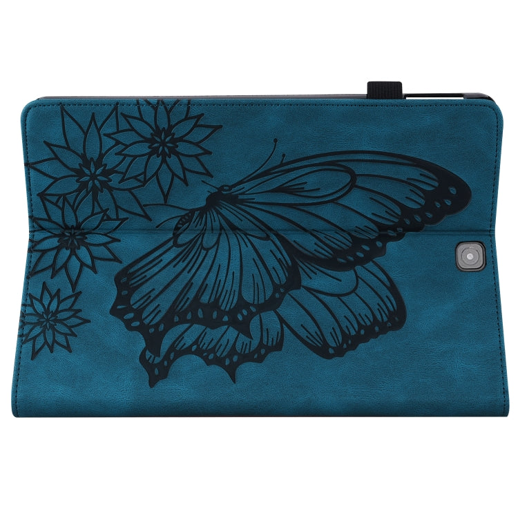 For Samsung Galaxy Tab S2 9.7 T810/T815 Big Butterfly Embossed Leather Tablet Case(Blue) by buy2fix