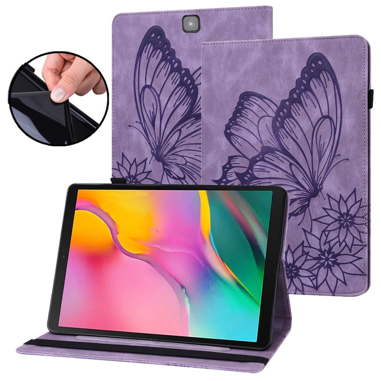For Samsung Galaxy Tab S2 9.7 T810/T815 Big Butterfly Embossed Leather Tablet Case(Purple) by buy2fix