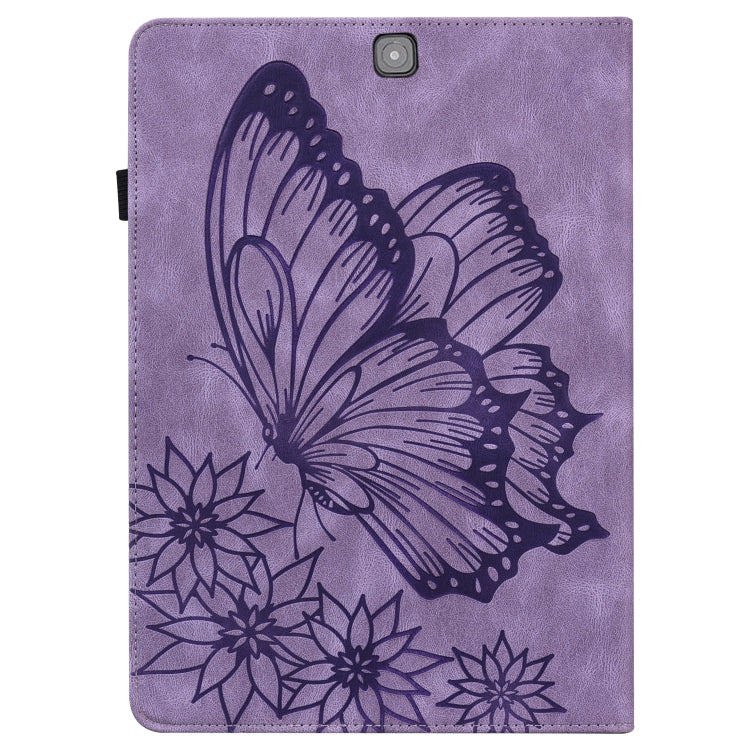 For Samsung Galaxy Tab S2 9.7 T810/T815 Big Butterfly Embossed Leather Tablet Case(Purple) by buy2fix