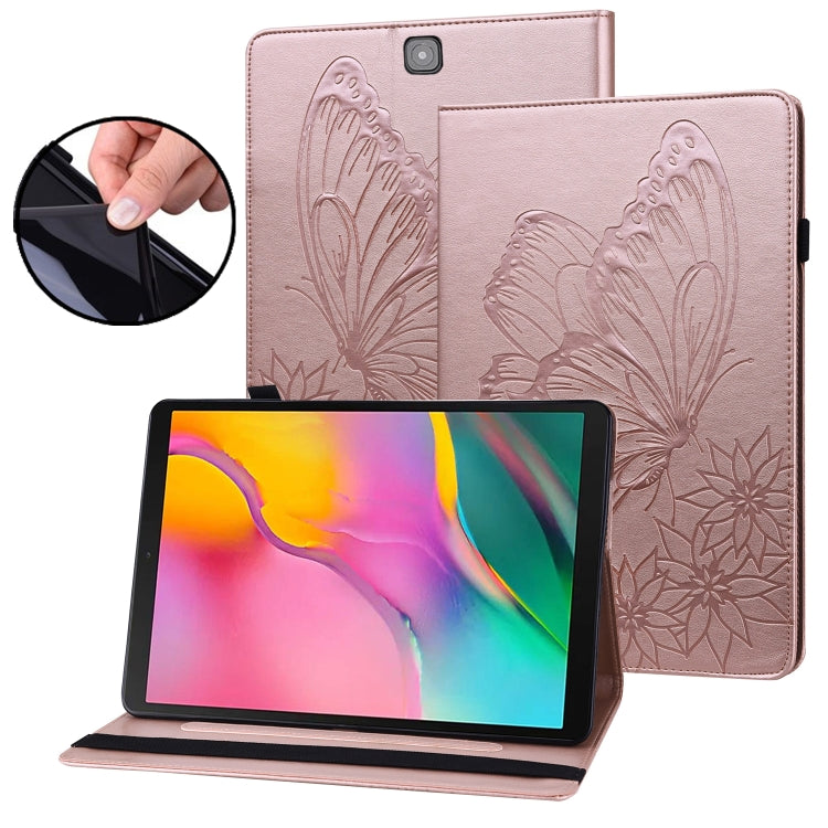 For Samsung Galaxy Tab S2 9.7 T810/T815 Big Butterfly Embossed Leather Tablet Case(Rose Gold) by buy2fix