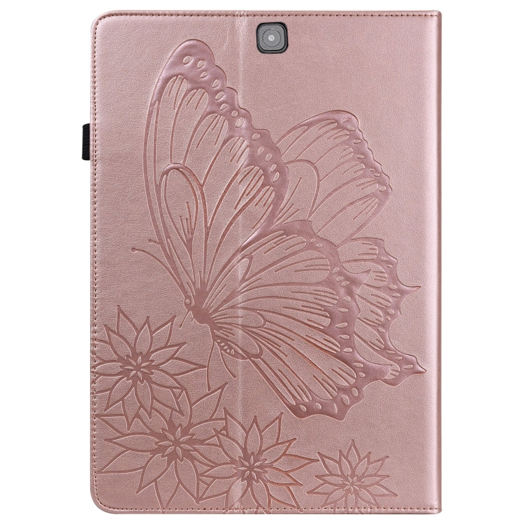 For Samsung Galaxy Tab S2 9.7 T810/T815 Big Butterfly Embossed Leather Tablet Case(Rose Gold) by buy2fix