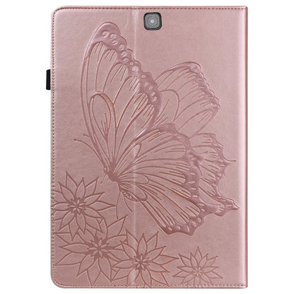 For Samsung Galaxy Tab S2 9.7 T810/T815 Big Butterfly Embossed Leather Tablet Case(Rose Gold) by buy2fix