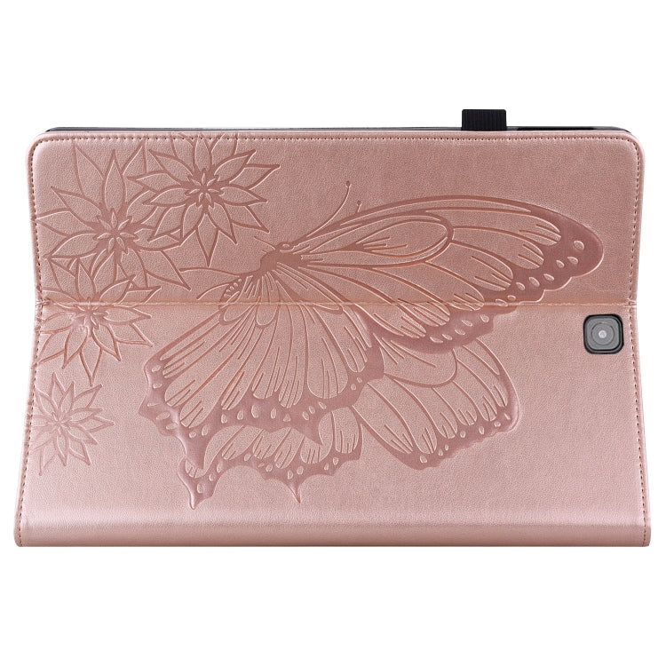 For Samsung Galaxy Tab S2 9.7 T810/T815 Big Butterfly Embossed Leather Tablet Case(Rose Gold) by buy2fix