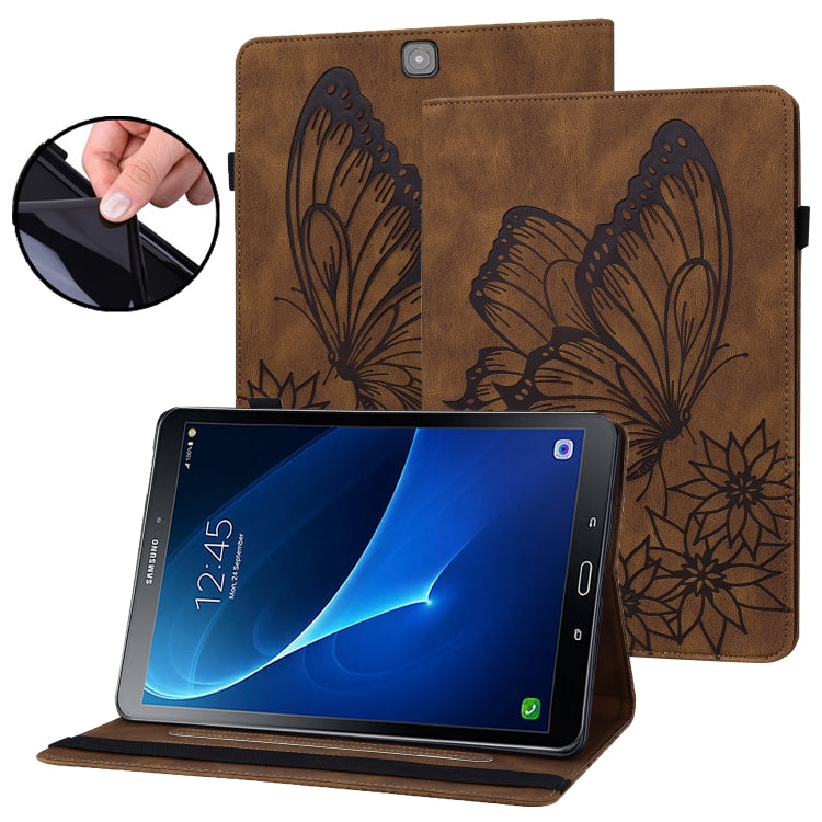 For Samsung Galaxy Tab S2 9.7 T810/T815 Big Butterfly Embossed Leather Tablet Case(Brown) by buy2fix