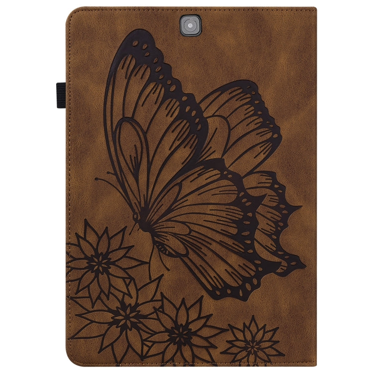 For Samsung Galaxy Tab S2 9.7 T810/T815 Big Butterfly Embossed Leather Tablet Case(Brown) by buy2fix