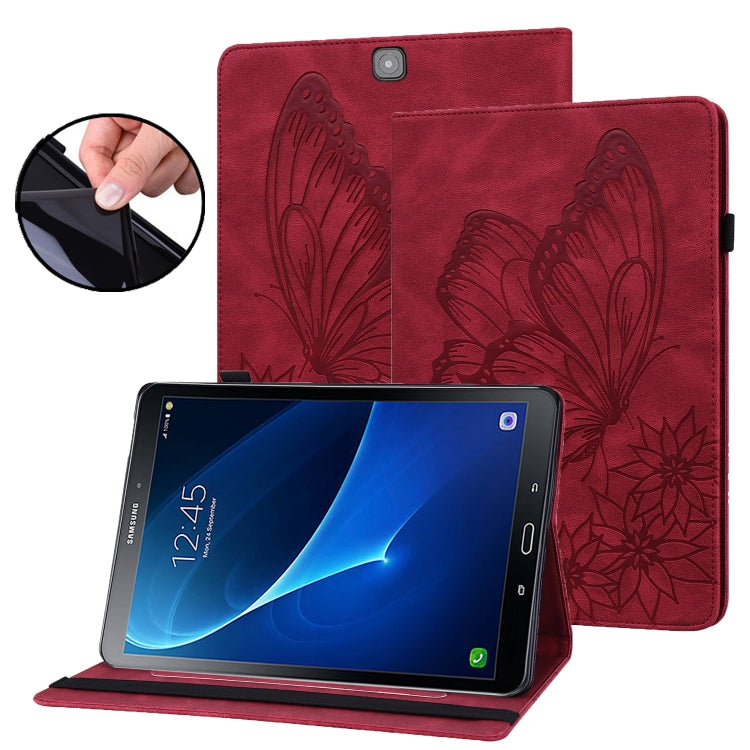 For Samsung Galaxy Tab S2 9.7 T810/T815 Big Butterfly Embossed Leather Tablet Case(Red) by buy2fix