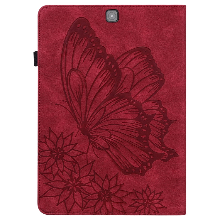 For Samsung Galaxy Tab S2 9.7 T810/T815 Big Butterfly Embossed Leather Tablet Case(Red) by buy2fix