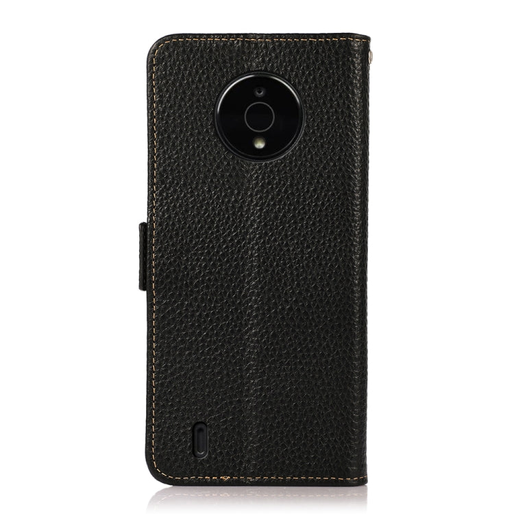 For Nokia C200 KHAZNEH Side-Magnetic Litchi Genuine Leather RFID Phone Case(Black) - Nokia Cases by buy2fix | Online Shopping UK | buy2fix