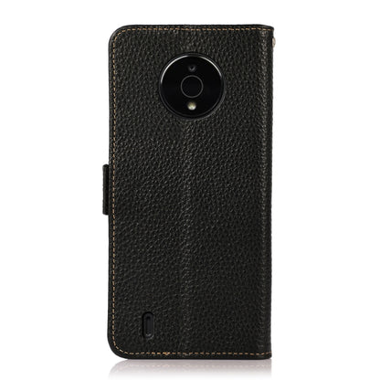 For Nokia C200 KHAZNEH Side-Magnetic Litchi Genuine Leather RFID Phone Case(Black) - Nokia Cases by buy2fix | Online Shopping UK | buy2fix