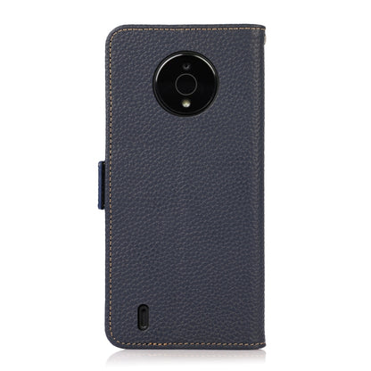 For Nokia C200 KHAZNEH Side-Magnetic Litchi Genuine Leather RFID Phone Case(Blue) - Nokia Cases by buy2fix | Online Shopping UK | buy2fix