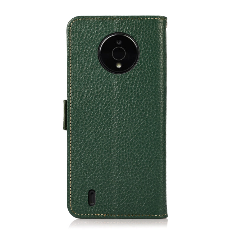 For Nokia C200 KHAZNEH Side-Magnetic Litchi Genuine Leather RFID Phone Case(Green) - Nokia Cases by buy2fix | Online Shopping UK | buy2fix
