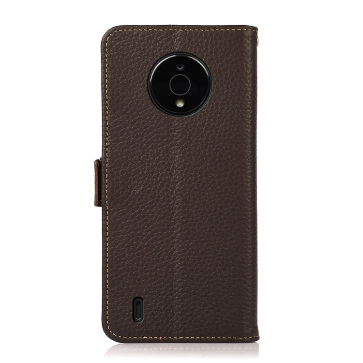 For Nokia C200 KHAZNEH Side-Magnetic Litchi Genuine Leather RFID Phone Case(Brown) - Nokia Cases by buy2fix | Online Shopping UK | buy2fix