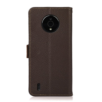 For Nokia C200 KHAZNEH Side-Magnetic Litchi Genuine Leather RFID Phone Case(Brown) - Nokia Cases by buy2fix | Online Shopping UK | buy2fix