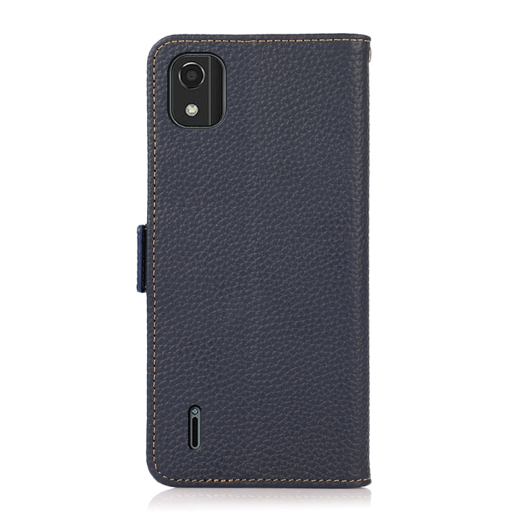 For Nokia C2 2nd Edition KHAZNEH Side-Magnetic Litchi Genuine Leather RFID Phone Case(Blue) - Nokia Cases by buy2fix | Online Shopping UK | buy2fix