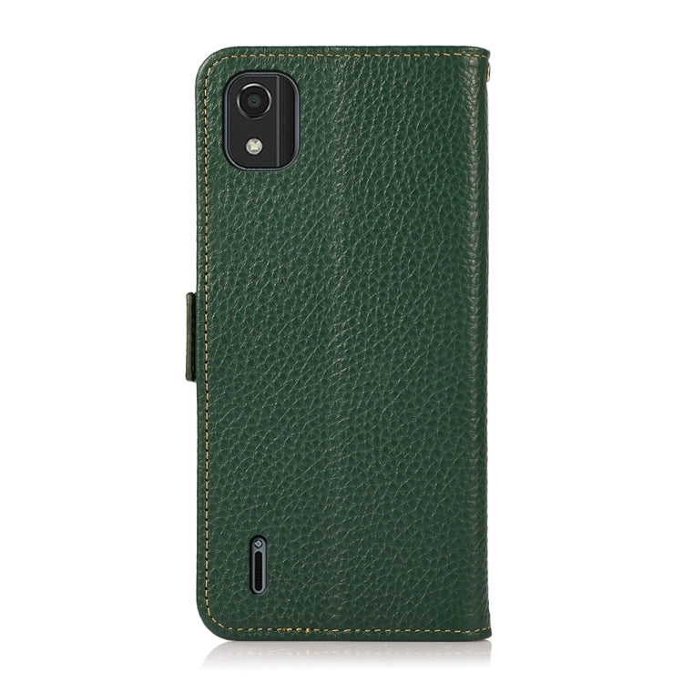 For Nokia C2 2nd Edition KHAZNEH Side-Magnetic Litchi Genuine Leather RFID Phone Case(Green) - Nokia Cases by buy2fix | Online Shopping UK | buy2fix