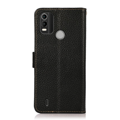 For Nokia C21 Plus KHAZNEH Side-Magnetic Litchi Genuine Leather RFID Phone Case(Black) - Nokia Cases by buy2fix | Online Shopping UK | buy2fix