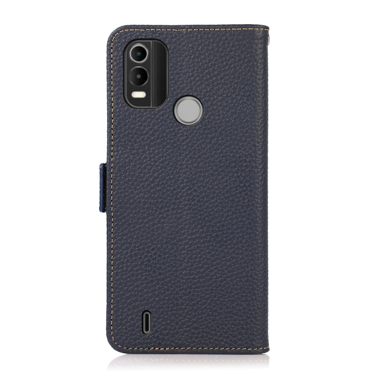 For Nokia C21 Plus KHAZNEH Side-Magnetic Litchi Genuine Leather RFID Phone Case(Blue) - Nokia Cases by buy2fix | Online Shopping UK | buy2fix