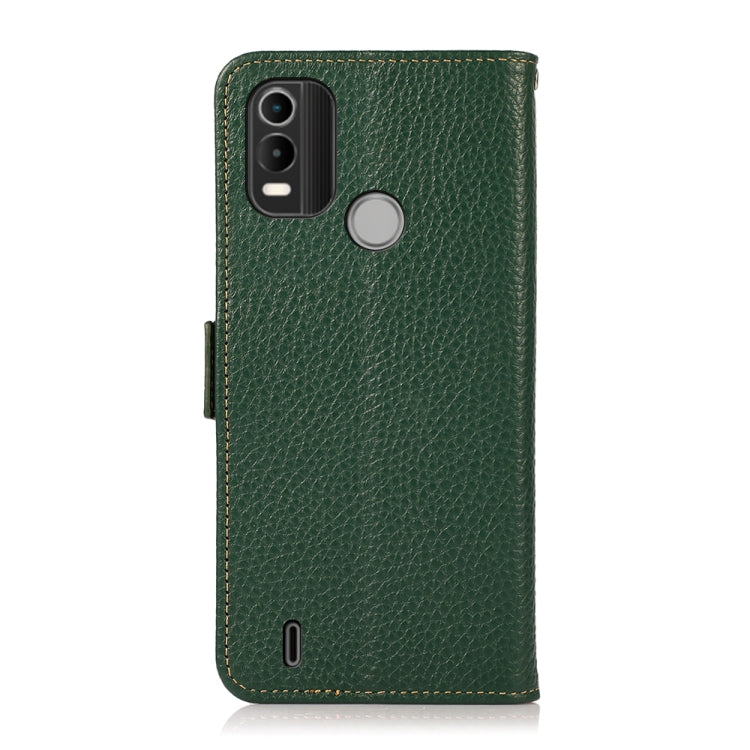 For Nokia C21 Plus KHAZNEH Side-Magnetic Litchi Genuine Leather RFID Phone Case(Green) - Nokia Cases by buy2fix | Online Shopping UK | buy2fix